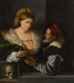 An allegorical portrait of a lady and gentleman, half-length, traditionally identified as Titian (c. 1485/90–1576) with either his mistress or his daughter, Lavinia (b. 1530)