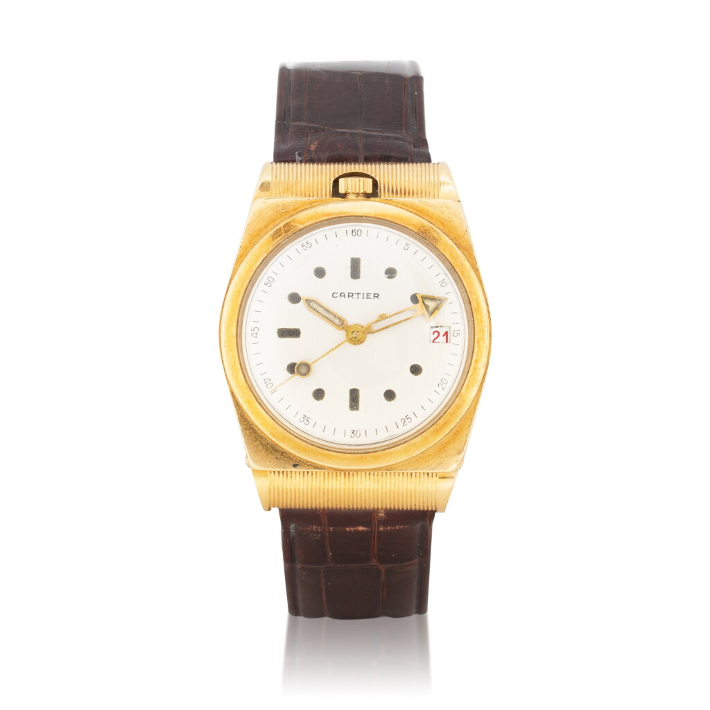 View full screen - View 1 of Lot 1038. Montre bracelet en or jaune avec date | Yellow gold wristwatch with date Vers 1947 | Circa 1947.