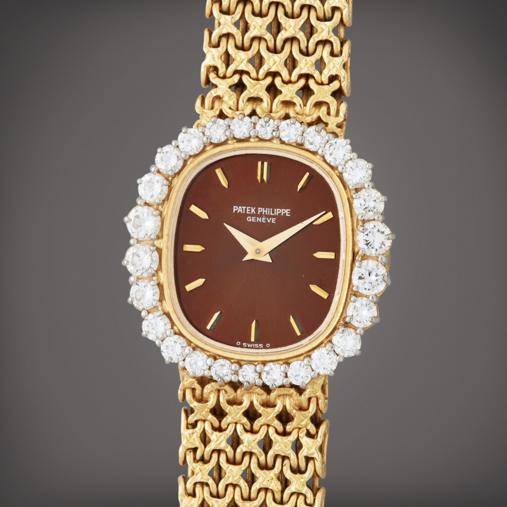 View full screen - View 1 of Lot 140. Ellipse, Reference 4137/1 | A yellow gold and diamond-set bracelet watch | Circa 1974.