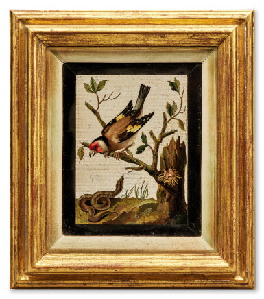 View full screen - View 1 of Lot 1236. A Small Framed Italian Ornithological Micromosaic Panel, attributed to Giacomo Raffaelli, Rome, Last Quarter 18th Century.