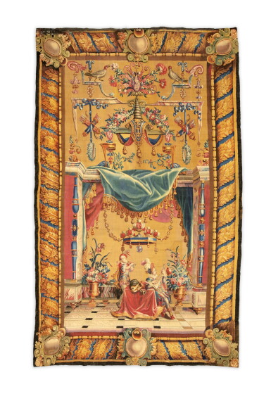View full screen - View 1 of Lot 29. A "Grotesque" tapestry, royal manufacture of Beauvais, early 18th century | Tapisserie de la tenture des Grotesques, manufacture royale de Beauvais, début XVIIIe siècle.