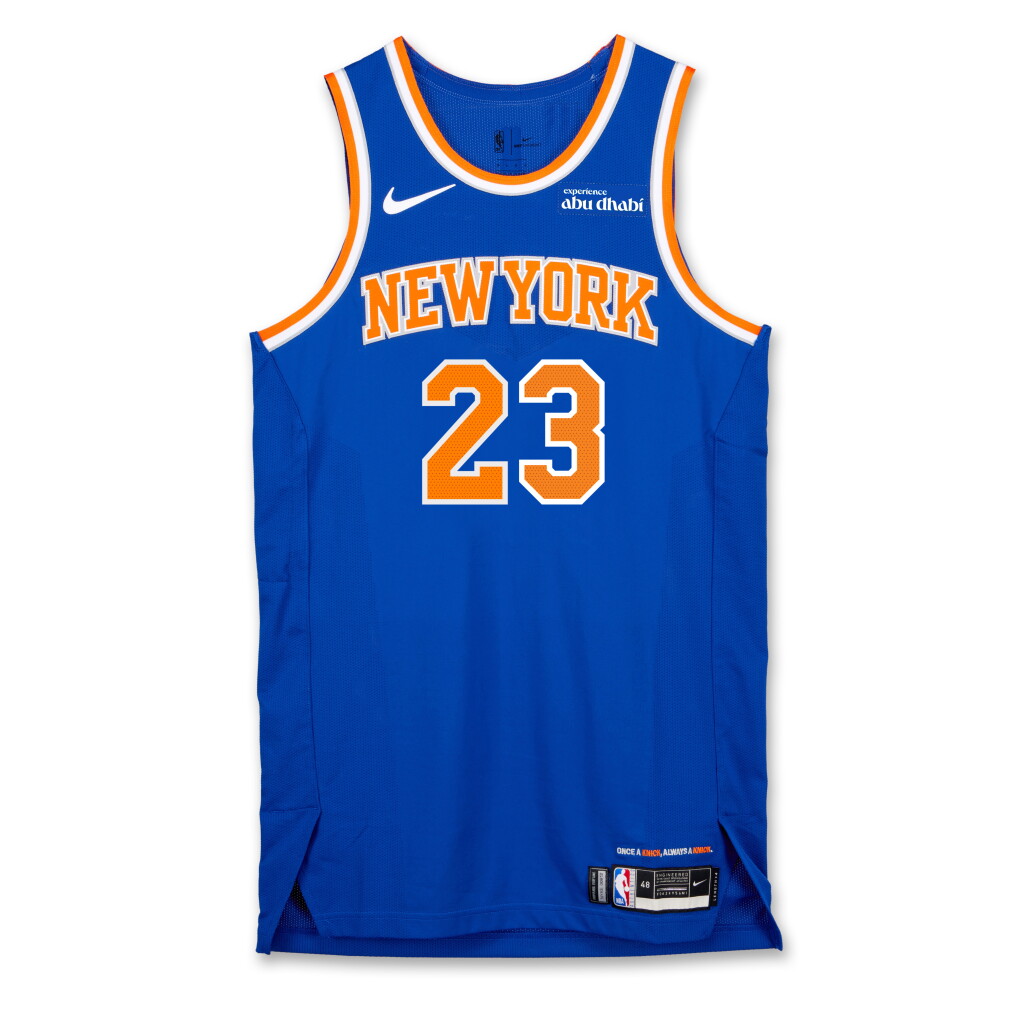 View full screen - View 1 of Lot 16. Mitchell Robinson ‘Abu Dhabi Games’ New York Knicks 2025-2026 Game Worn Icon Edition Jersey | Matched to 2 Games.