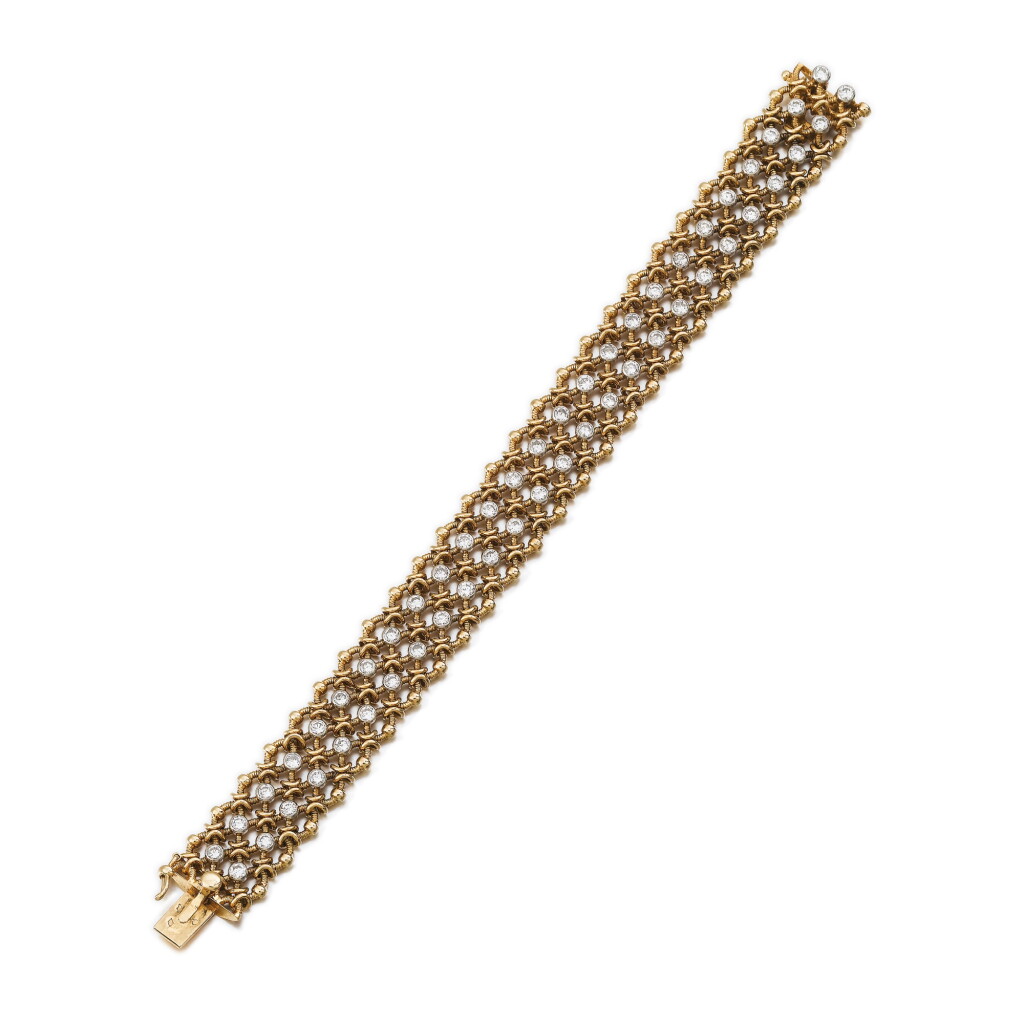 View full screen - View 1 of Lot 188. Bracelet or et diamants | Gold and diamond bracelet.