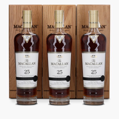 View full screen - View 1 of Lot 2018. The Macallan 25 Year Old Sherry Oak 43.0 abv NV (3 Bottles 70cl).