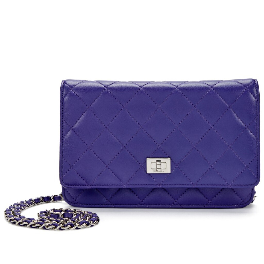 View full screen - View 1 of Lot 135. Violet Quilted Lambskin Reissue WOC Wallet On Chain Silver Hardware, 2010-2011.
