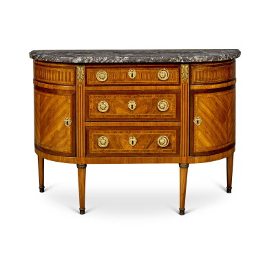 View full screen - View 1 of Lot 306. A Louis XVI Kingwood Parquetry Commode, Last Quarter 18th Century.