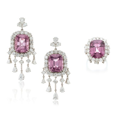 View full screen - View 1 of Lot 939. Spinel and Diamond Demi-Parure.