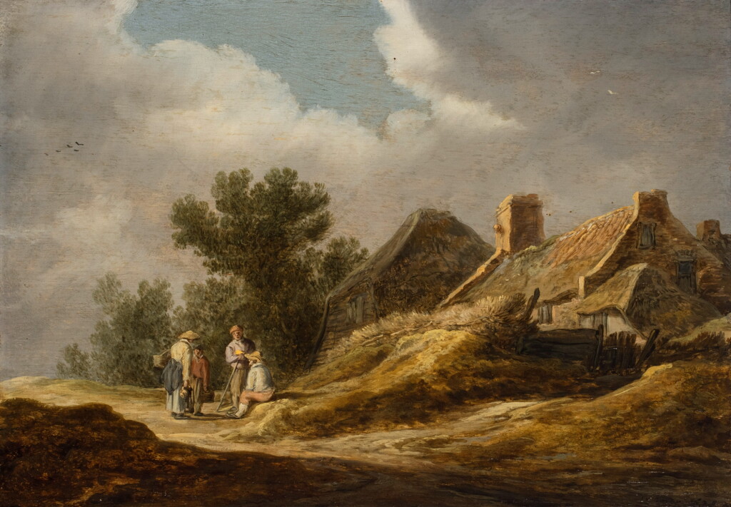 View full screen - View 1 of Lot 122. Landscape with travellers near a farm.