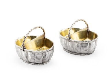 View full screen - View 1 of Lot 347. A pair of parcel-gilt silver double salt-cellars, François Joubert, Paris, 1750-1756 | Paire de salières doubles en argent et vermeil par François Joubert, Paris, 1750-1756.