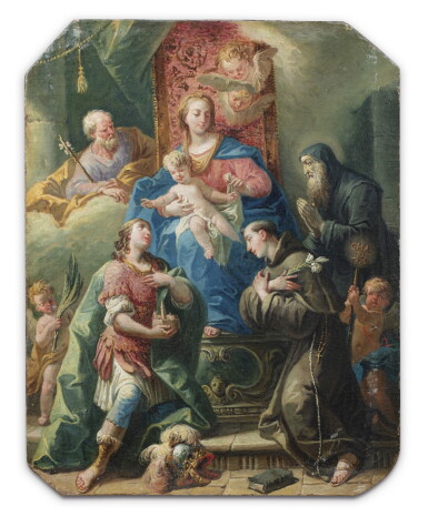 View full screen - View 1 of Lot 163. The Madonna and Child enthroned with saints Joseph, Anthony of Padua, Francis of Paola.