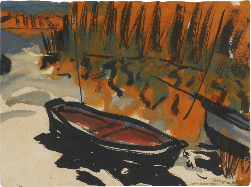 View full screen - View 1 of Lot 42. Boot im Schilf (Boat in the Reed) .