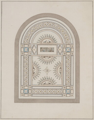 View full screen - View 1 of Lot 400. Design for a ceiling with pairs of doves.