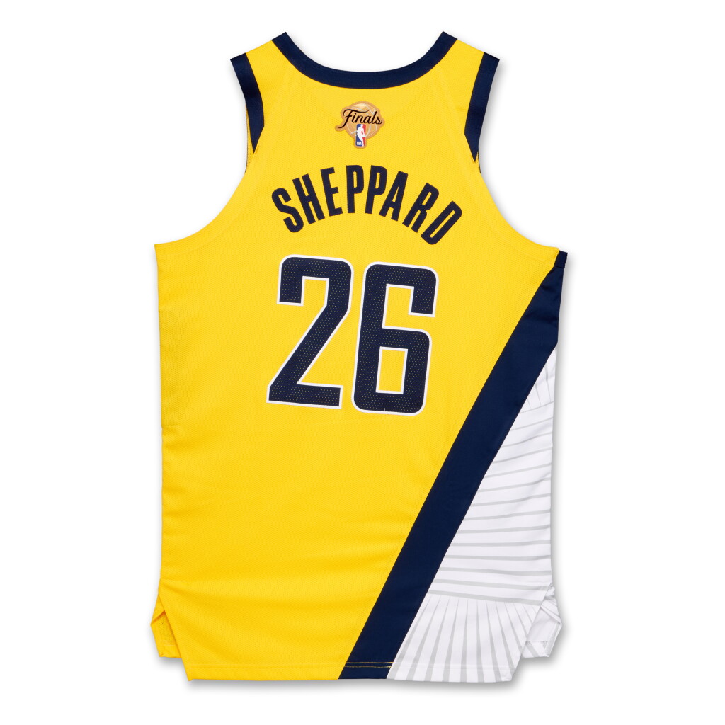 View full screen - View 1 of Lot 40. Ben Sheppard Indiana Pacers 2025 NBA Finals Game Worn Statement Edition Jersey | Matched to 3 Finals Games | Games 3, 4, and 5 .