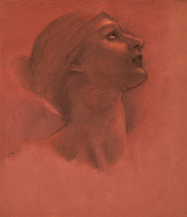 View full screen - View 1 of Lot 14. SIR EDWARD COLEY BURNE-JONES, BT., A.R.A., R.W.S. | STUDY FOR THE HEAD OF HOPE.