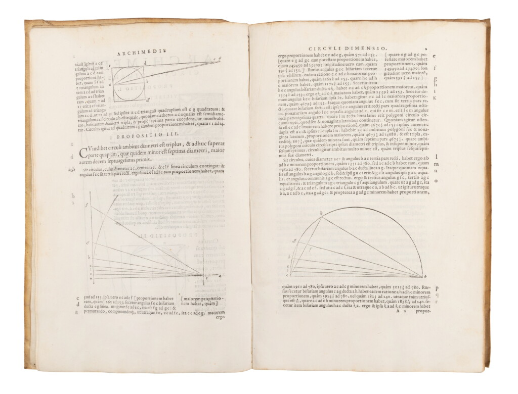 View full screen - View 1 of Lot 140. Archimedes, Opera, Venice, Paolo Manuzio, 1558, contemporary limp vellum.