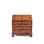 A George I Field Maple, Kingwood and Pewter-Inlaid Slant Front Bureau attributed to John Coxed or Coxed and Woster, Circa 1715