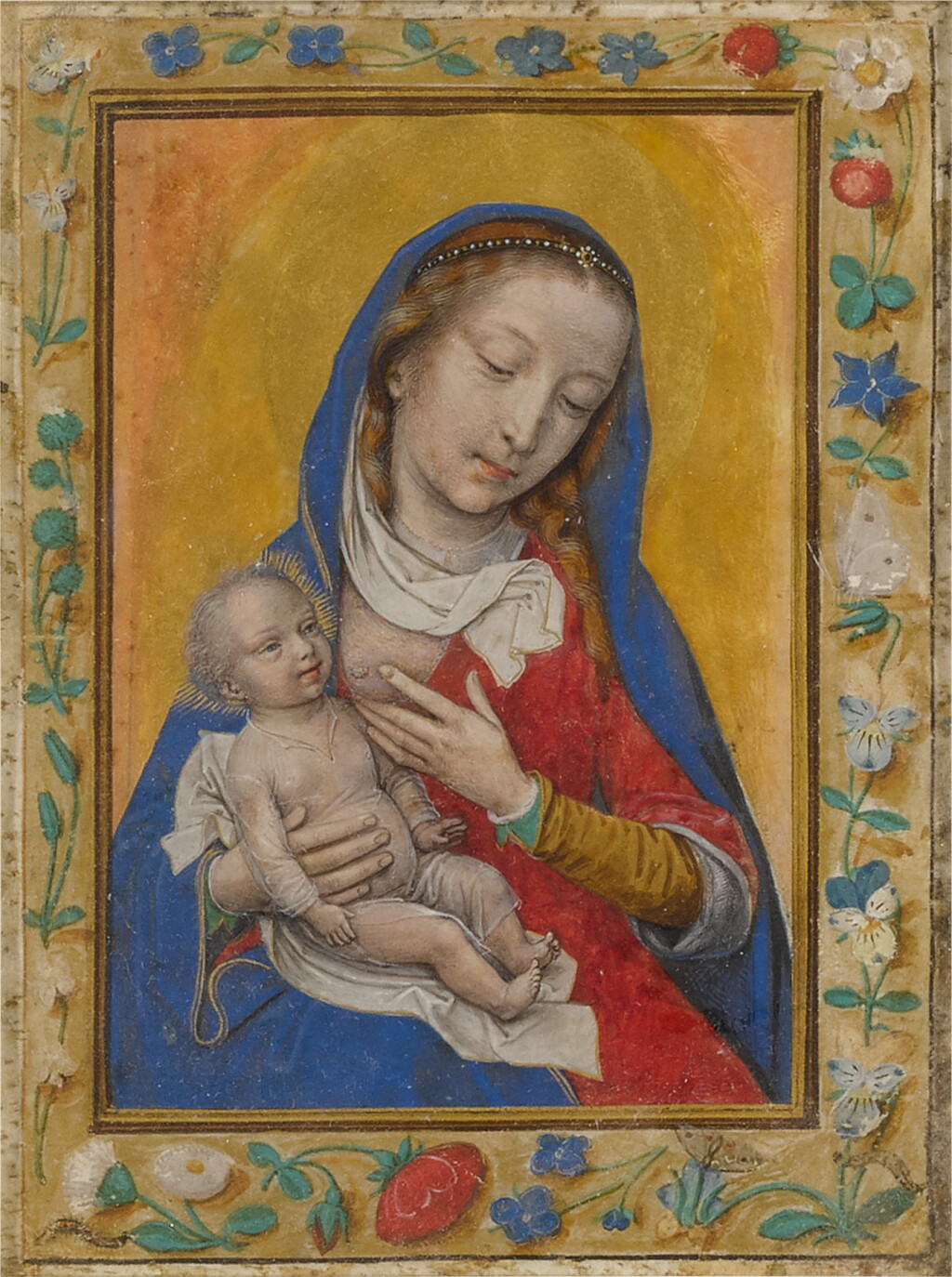 View full screen - View 1 of Lot 101. Virgin and Child, from an illuminated Book of Hours .