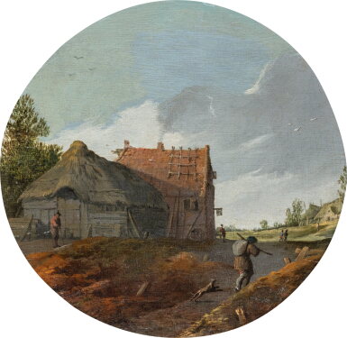 View full screen - View 1 of Lot 718. Landscape with farmstead and country path.