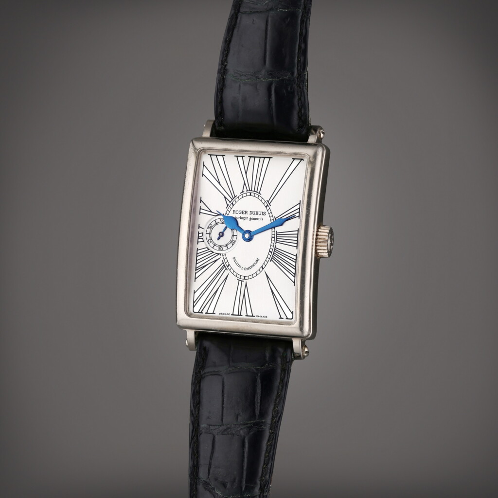 View full screen - View 1 of Lot 85. Bulletin D'Observatoire Much More | A limited edition white gold rectangular wristwatch, Circa 2005.