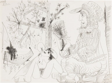 View full screen - View 1 of Lot 100. Homme et femme nue dans un paysage.