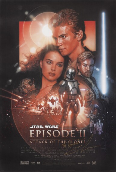 View full screen - View 1 of Lot 65. Star Wars Episode II: Attack of the Clones (2002), style B poster, US, signed by George Lucas.