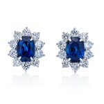 Pair of Sapphire and Diamond Earclips