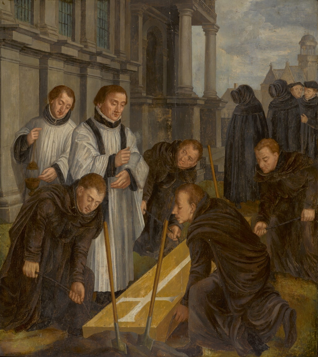 View full screen - View 1 of Lot 112. FLEMISH SCHOOL, 16TH CENTURY | The Seventh Act of Mercy: Burying the Dead.