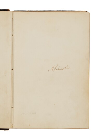 View full screen - View 1 of Lot 1057. Lincoln, Abraham | Signature in an 1863 autograph album.