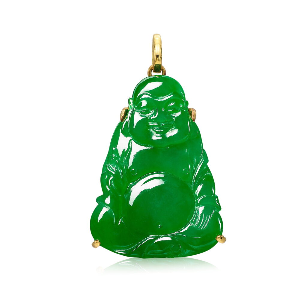 View full screen - View 1 of Lot 229. Jadeite Buddha Pendant | 天然翡翠雕「彌勒佛」掛墜.