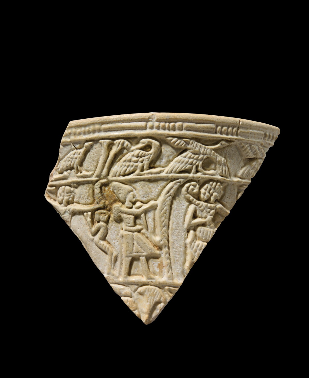 View full screen - View 1 of Lot 150. An Egyptian White Faience Fragment from a Chalice, 3rd Intermediate Period, 1075-716 B.C..