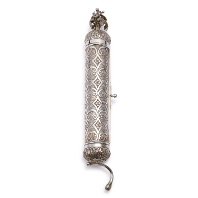 View full screen - View 1 of Lot 66. A Large Austrian Silver Esther Scroll Case, Vienna, Probably 1830.