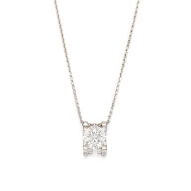 View full screen - View 1 of Lot 220. 'C de Cartier' Diamond Pendent Necklace | 卡地亞 | 'C de Cartier' 2.12克拉 圓形 F色 內部無瑕 鑽石 項鏈.