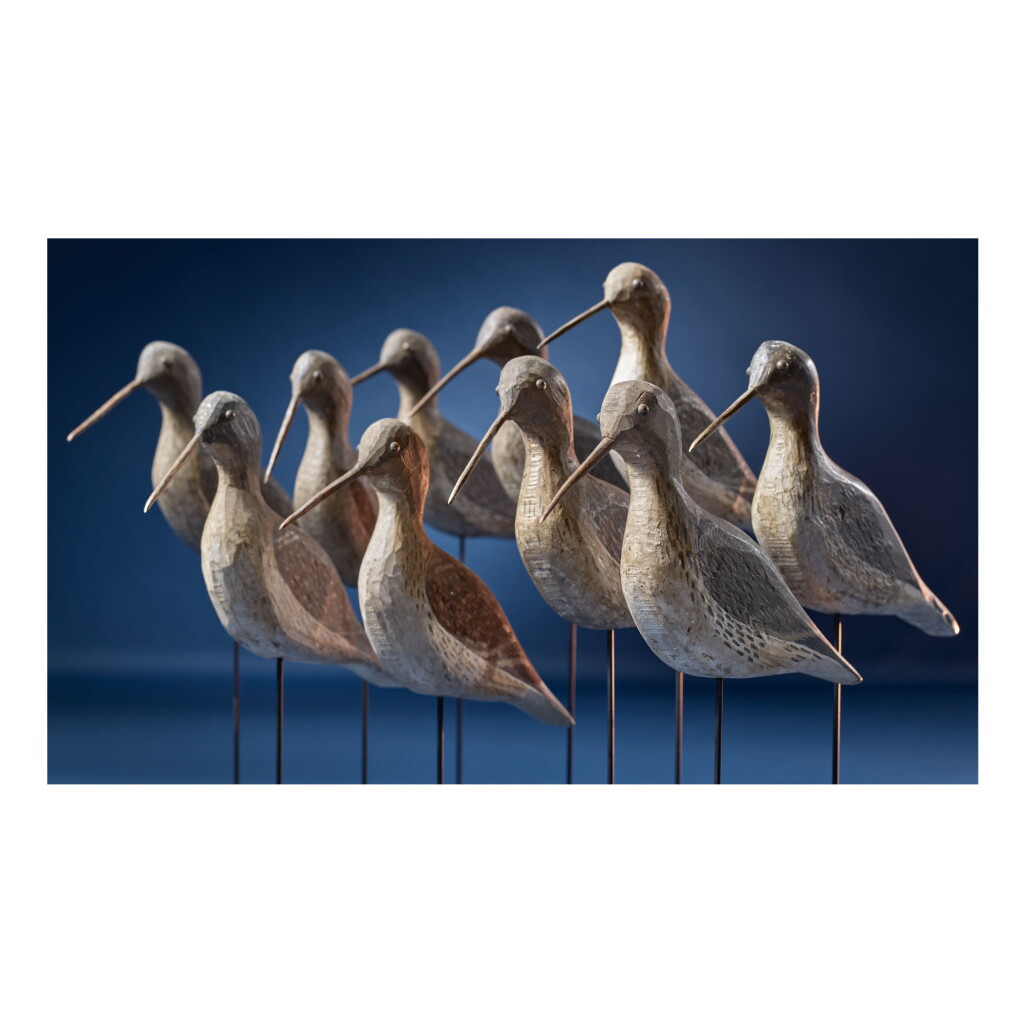 View full screen - View 1 of Lot 1663. RIG OF TEN SHORE BIRDS (YELLOWLEGS), RHODE ISLAND, CIRCA 1890.