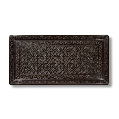 View full screen - View 1 of Lot 669. A carved black 'tixi' lacquer rectangular tray, Late Qing dynasty / Republic period | 清末 / 民國 烏面剔犀如意紋長方盤.