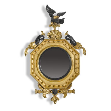 View full screen - View 1 of Lot 44. A Regency giltwood octagonal convex mirror, early 19th century.