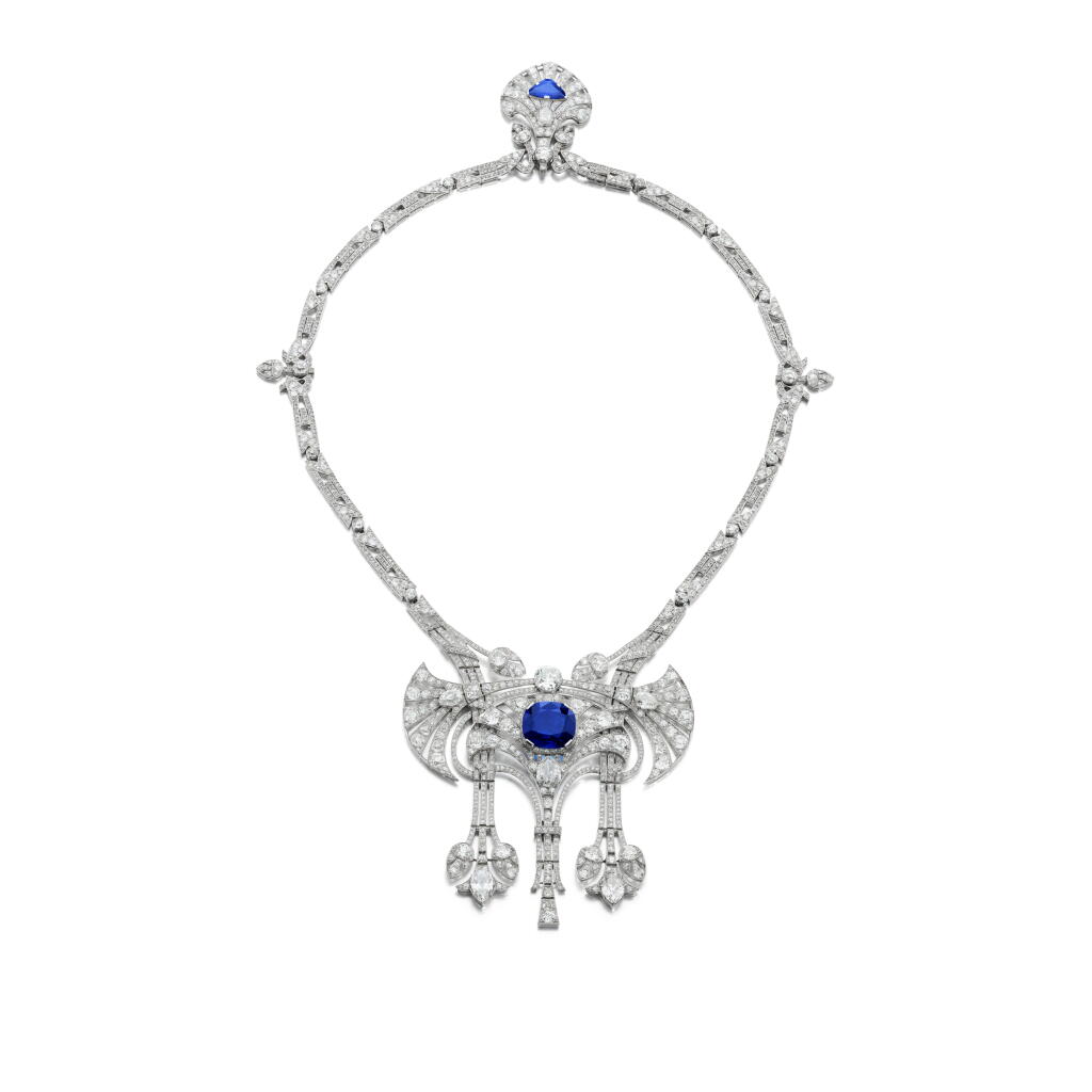 View full screen - View 1 of Lot 1174. Highly important sapphire and diamond necklace, early 20th century with alterations in the 1920s and 30s.
