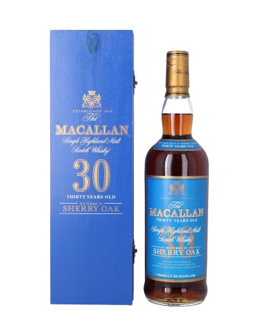 View full screen - View 1 of Lot 5016. The Macallan 30 Year Old Sherry Oak Blue Box 43.0 abv NV (1 BT75).