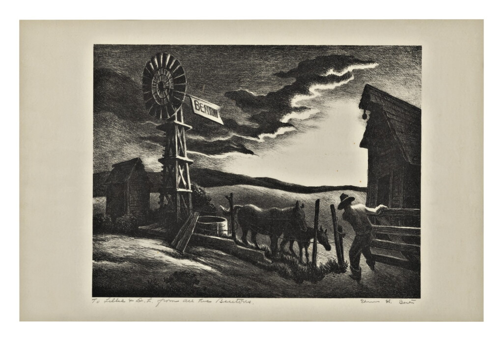 View full screen - View 1 of Lot 67. THOMAS HART BENTON | NEBRASKA EVENING (FATH 45).