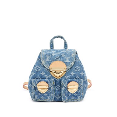 louis vuitton chalk backpack monogram denim blue Savonches which is defined by a playful braided charm on one side Vintage Louis Vuitton Monogram Denim
