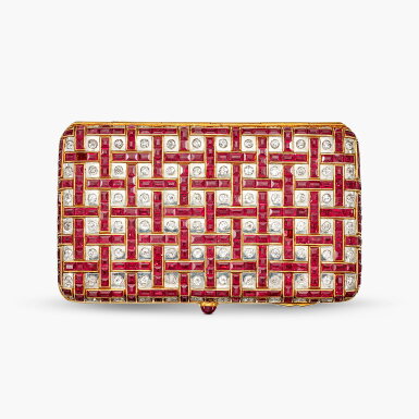 View full screen - View 1 of Lot 1701. Ruby, Diamond and Gold Cigarette Case | 卡地亞 | 紅寶石 配 鑽石 及 K金 煙盒.