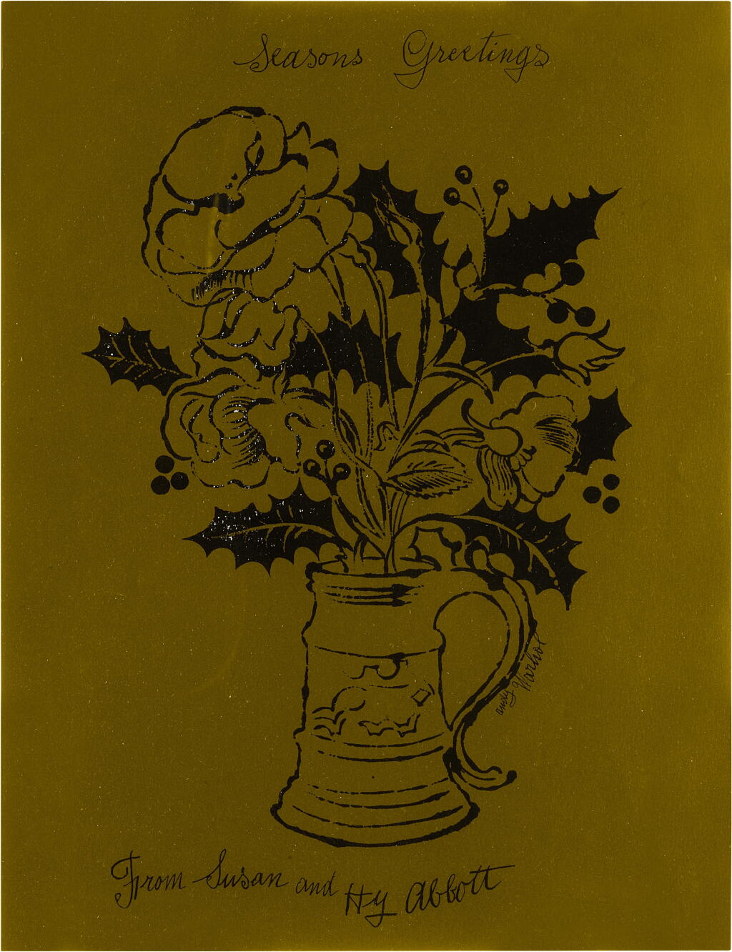 View full screen - View 1 of Lot 235. Flowers and Holly - Christmas Card (Not in Feldman & Schellmann).