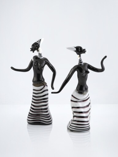 View full screen - View 1 of Lot 136. Pair of female figures.