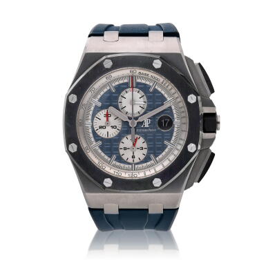 View full screen - View 1 of Lot 161. Audemar Piguet Royal Oak Offshore, A stainless steel automatic chronograph wristwatch with date and bracelet, Circa 2010.