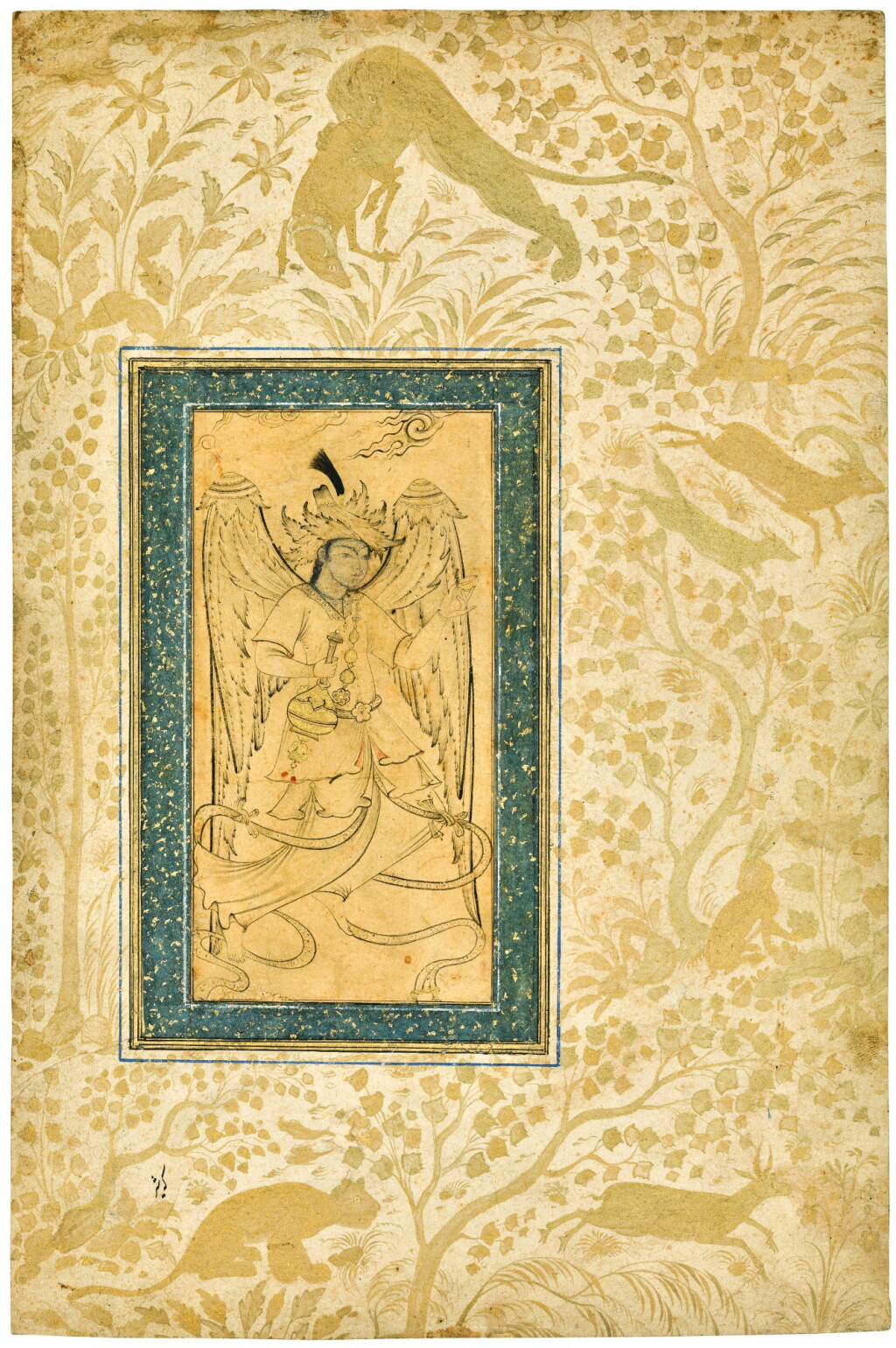 View full screen - View 1 of Lot 57. A DRAWING OF A PERI, TURKEY, OTTOMAN, 16TH CENTURY.