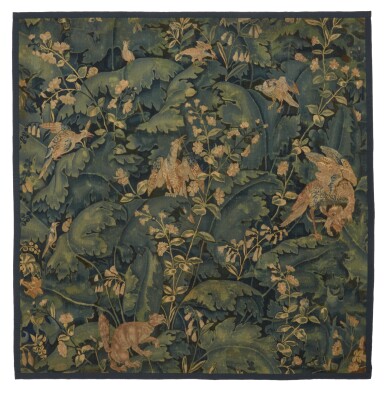 View full screen - View 1 of Lot 139. A Flemish 'Feuilles de Choux' Tapestry Panel, Probably Oudenaarde or Enghien, 16th Century .