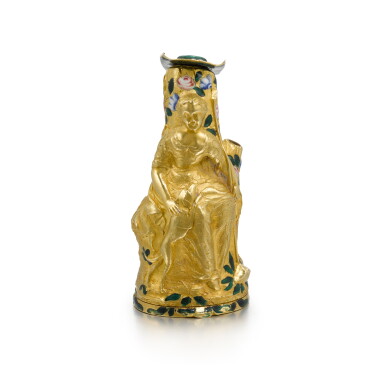 View full screen - View 1 of Lot 5. A charming gold and enamel combined scent bottle and snuff box, Nathaniel Falchengreen, Copenhagen, 1757.