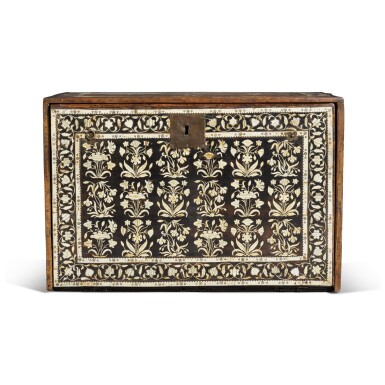 View full screen - View 1 of Lot 87. A monumental Mughal ivory-inlaid wood cabinet, India, 17th century.