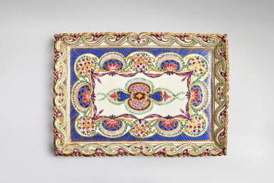 View full screen - View 1 of Lot 561. A Sèvres Porcelain Reticulated Rectangular Tray (Plateau 'tiroir à jour'), circa 1763.