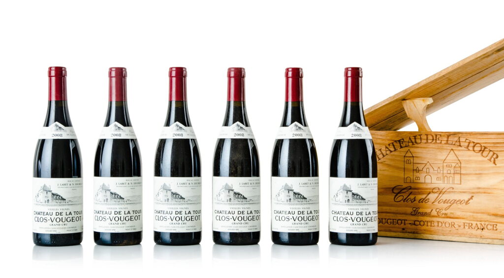 View full screen - View 1 of Lot 195. Clos Vougeot Vieilles Vignes 2008 Château de La Tour (6 BT).