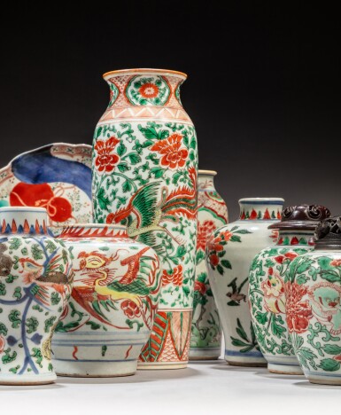 View full screen - View 1 of Lot 178. A group of seven wucai wares, Transitional period and later | 明末清初及更晚 五彩瓷器一組七件.